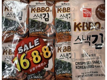 WANG KOREA KBBQ CRISPY SEAWEED SNACK  16.00 PACKET