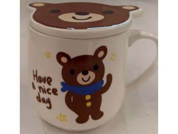 BEAR MUG WITH LID   