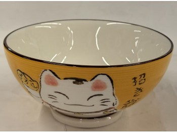YELLOW LUCY CAT BOWL 4.5INCH  