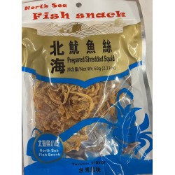 NORTH SEA FISH SNACK PREPARED SHREDDED SQUID  60.00 GRAM