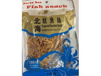 NORTH SEA FISH SNACK PREPARED SHREDDED SQUID  60.00 GRAM