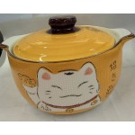 YELLOW LUCK CAT SOUP BOWL 9