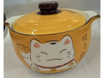 YELLOW LUCK CAT SOUP BOWL 9