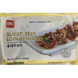 SBC SEASONED SLICED BEEF LOIN DENUDED 12.00 OUNCE