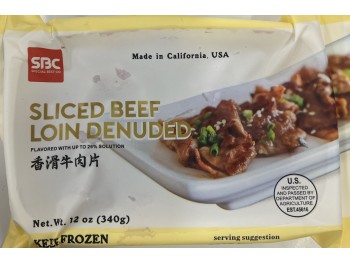 SBC SEASONED SLICED BEEF LOIN DENUDED 12.00 OUNCE