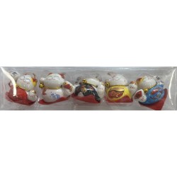 SET OF 5 MINI LUCKY CAT FIGURINES   