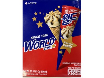 LOTTE WORLD CONE ICE GREAM 5P 27.05 OUNCE