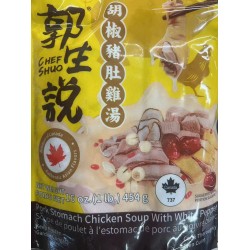 CHEF SHUO PORK STOMACH CHICKEN SOUP WITH WHITE PEP 454.00 GELTABS